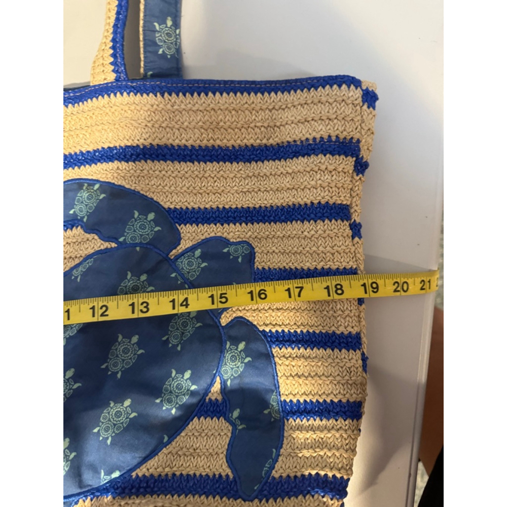 Vera Bradley Beach Bag One Size Beige and Blue Turtle - Picture 8 of 10